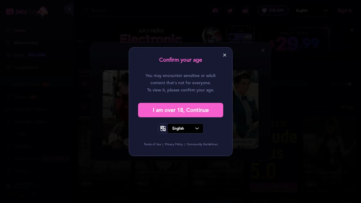 JuicyChat AI · Anteprima di